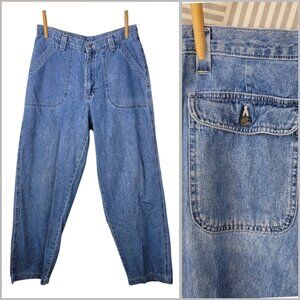 Vintage 90s Lee Jeans Size 10 31 x 30.5 Relaxed Baggy Leg Flap Pocket High Waist